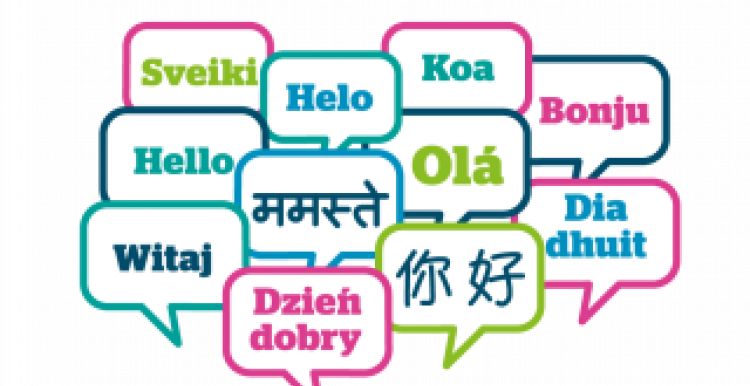 Words in speech bubbles for many different languages