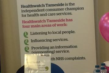 Image of Healthwatch Tameside banner at an event